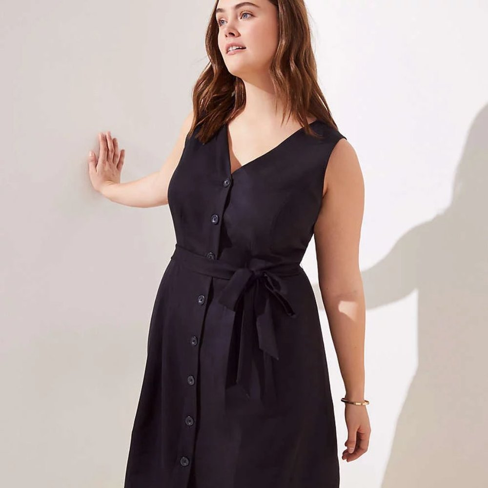 LOFT Plus Button Front A-Line Midi Dress // Sz 22 // 023
